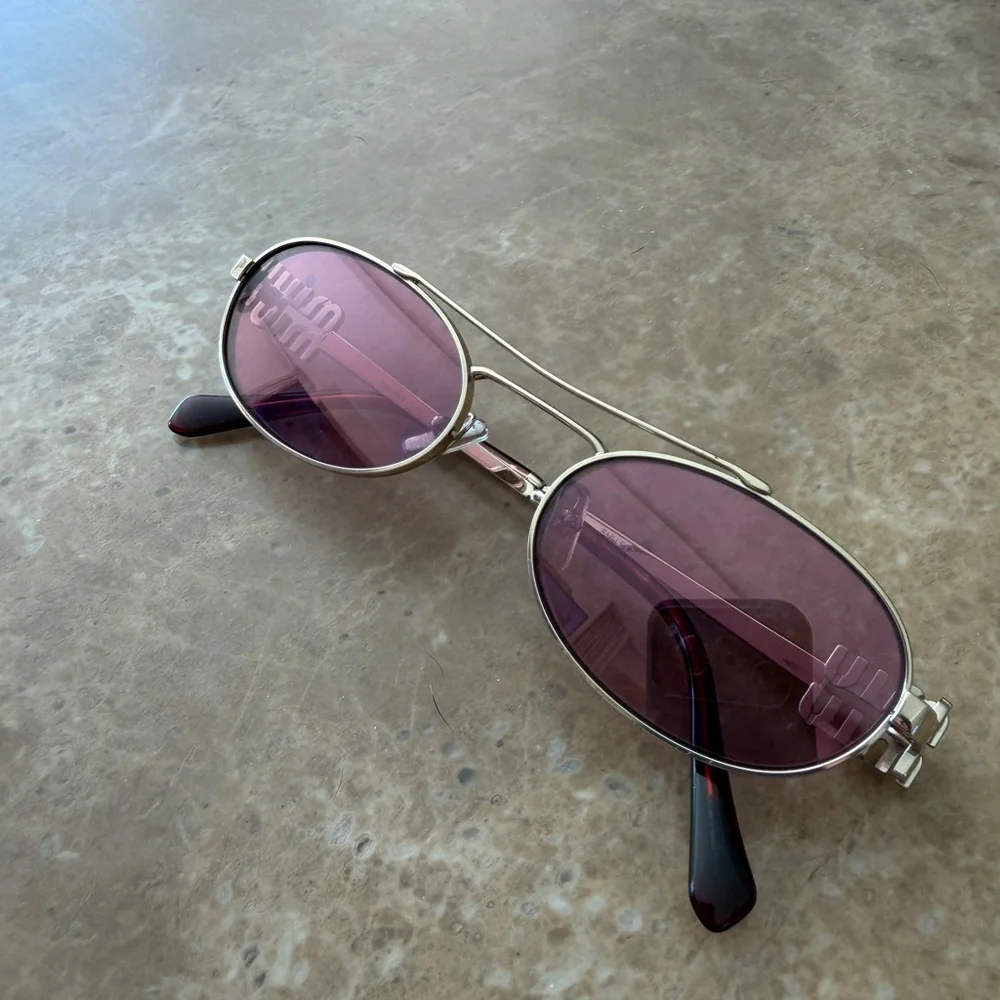 Miu Miu Gold Frame Sunglasses with Pink Lenses - Picture 6 of 6